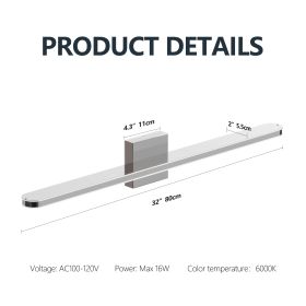 Modern LED Vanity Lights For Bathroom 32IN 16W Daylight White Chrome Light Fixtures Bathroom Lights Over Mirror Vanity Lighting Fixtures Vanity L
