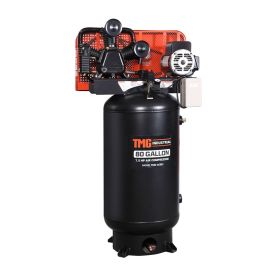 80 Gallon 7.5 HP Stationary Electric Air Compressor, 6 Min Fill Time, 230V Induction Motor, Vertical Tank, TMG-ACE85