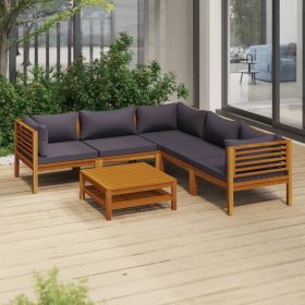 6 Piece Patio Lounge Set with Cushion Solid Acacia Wood