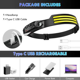 COB -LED Rechargeable Headlamp Headlight Torch Work Light Head Band Lamp 6000K (Option: W12808269)